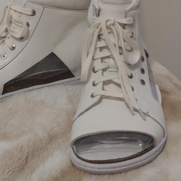 Aeria Nappa Leather Peep-Toe Sneaker Size Misses 10 M - Picture 7 of 10